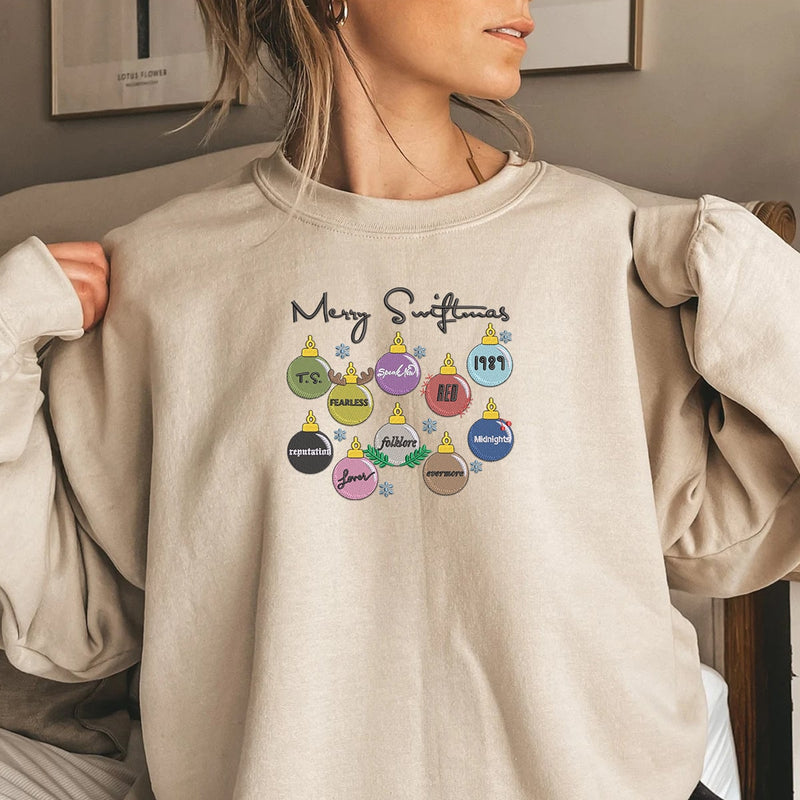 Merry Swifmas Album Ornament Embroidered Sweatshirt Hoodie