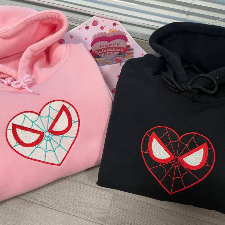 Custom Spider Couple Characters embroidered matching crewnecks/ Hoodie