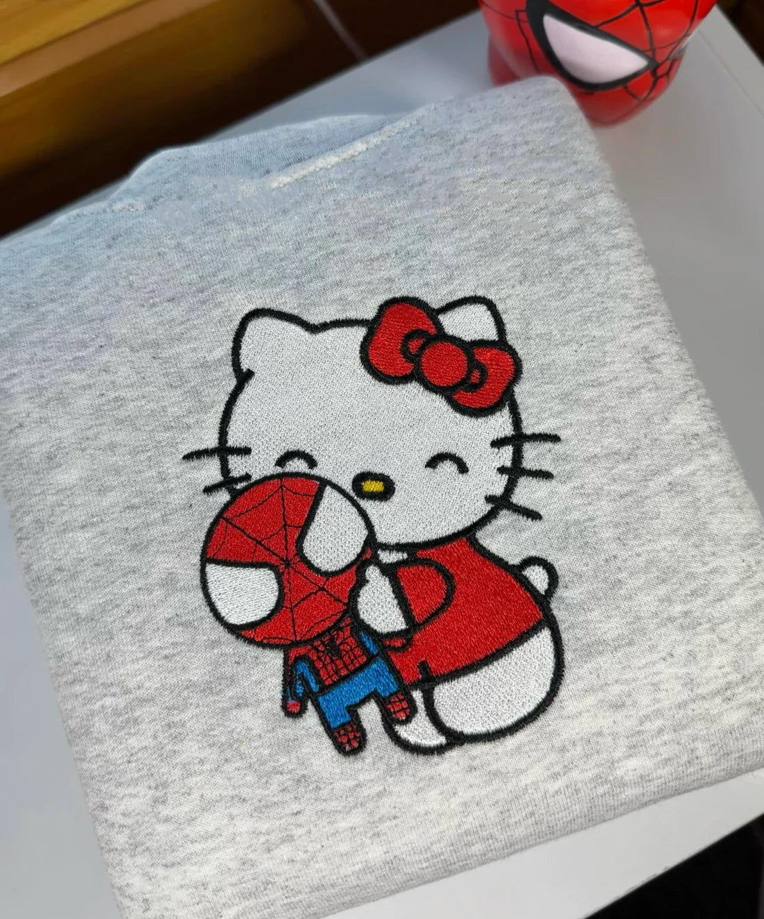 Kitty Mini Spider Embroidery Crewneck Sweatshirt