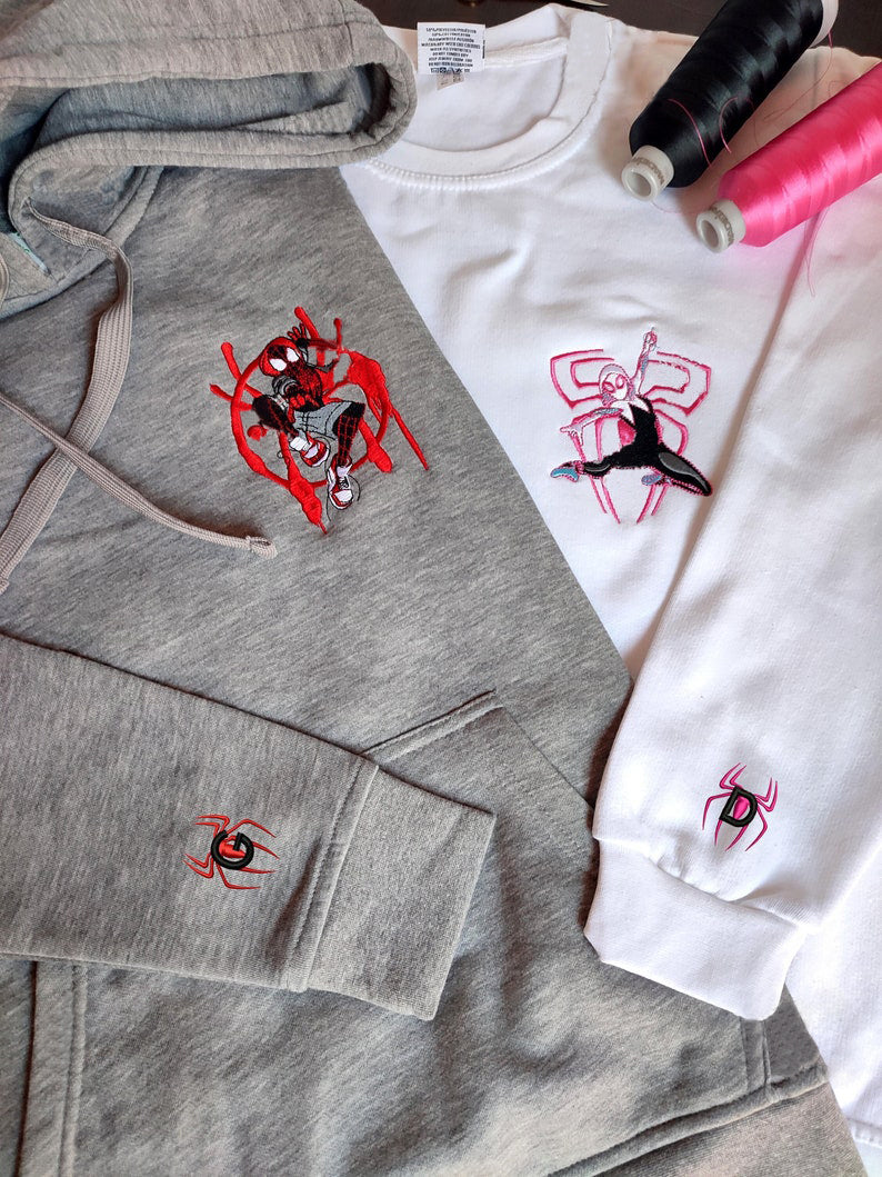 Spider Couple Characters embroidered Sweatshirt