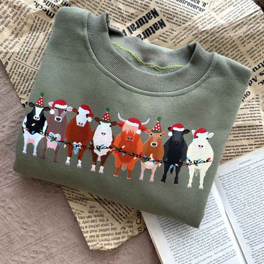 Cow Animals Holiday Christmas Sweatshirt/Hoodie
