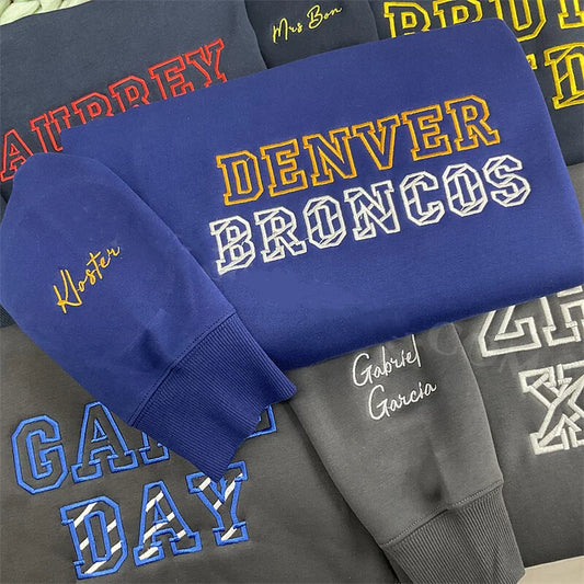 CUSTOM EMBROIDERED FOOTBALL TEAM BATTLE CRY SWEATSHIRT