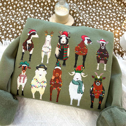 Goat Lover Animals Holiday Christmas Sweatshirt/Hoodie