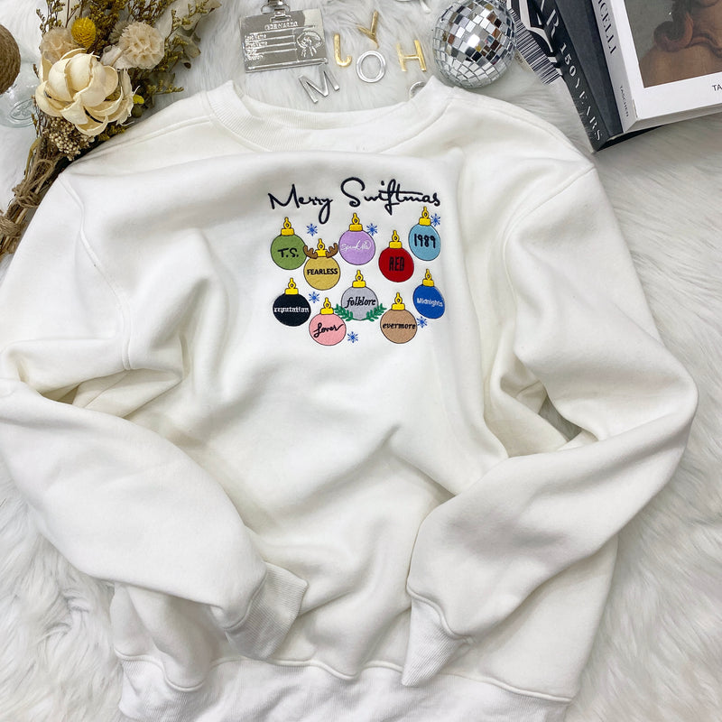 Merry Swifmas Album Ornament Embroidered Sweatshirt Hoodie