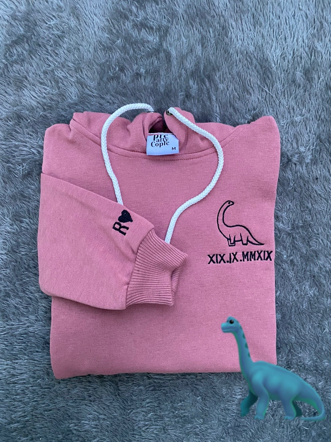 Couple Dinosaur Customized Date Embroidered Sweatshirt/Hoodie