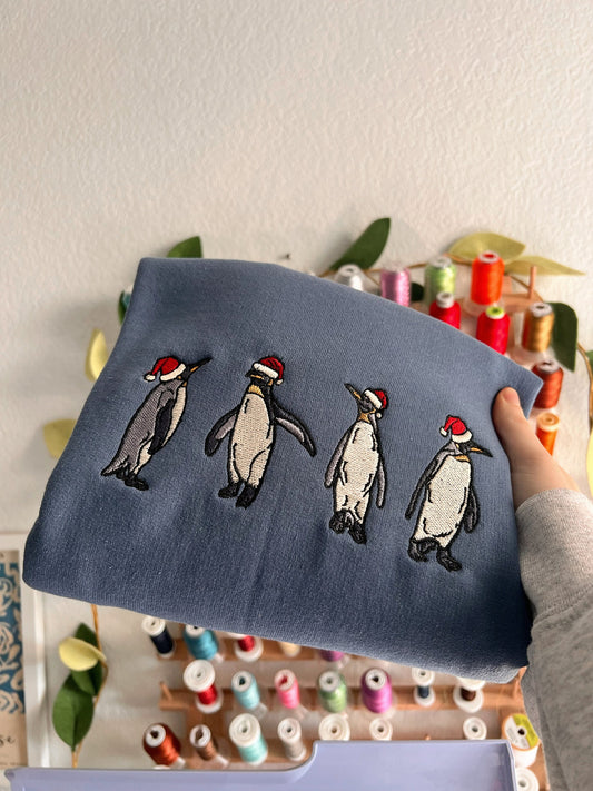 Christmas Penguin Embroidered Sweatshirt/Hoodie