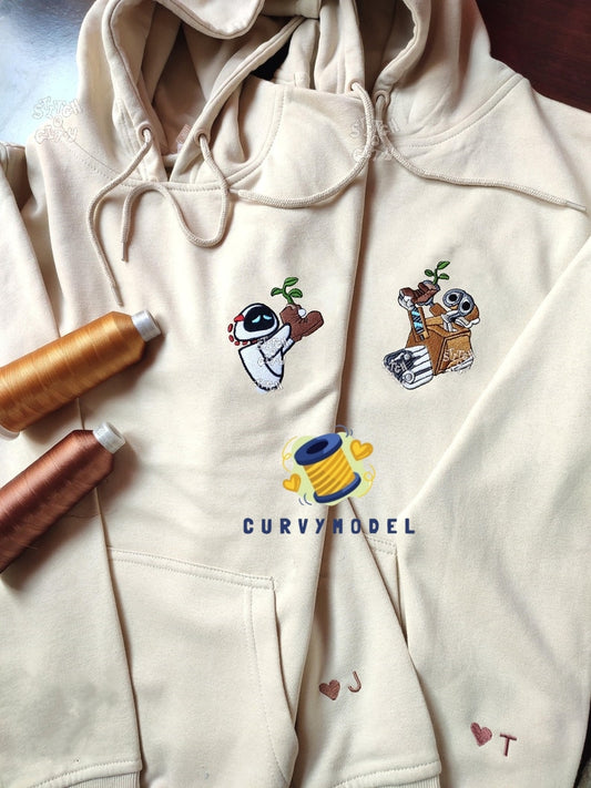 Embroidered Lovely Droid Couple Character embroidered Sweatshirt/Hoodie