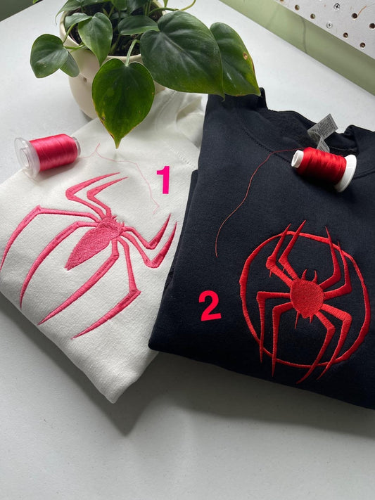 Cute Spider Embroidered matching crewnecks/ Hoodie